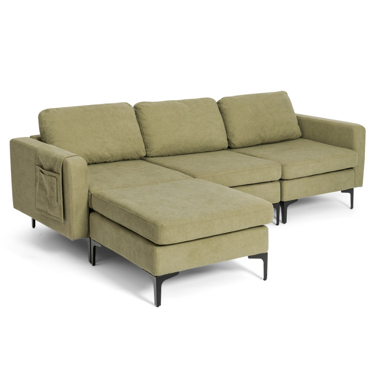 Modular 3-Seat L-shaped Sectional Sofa with Reversible Chaise and 2 USB Ports view 1