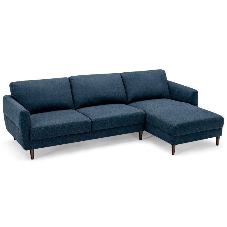 L-Shaped Fabric Sectional Sofa with Chaise Lounge and Solid Wood Legs view 1