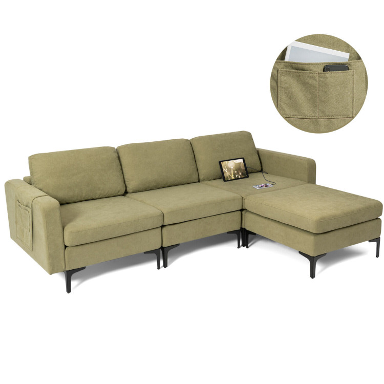 Modular 3-Seat L-shaped Sectional Sofa with Reversible Chaise and 2 USB Ports view 8