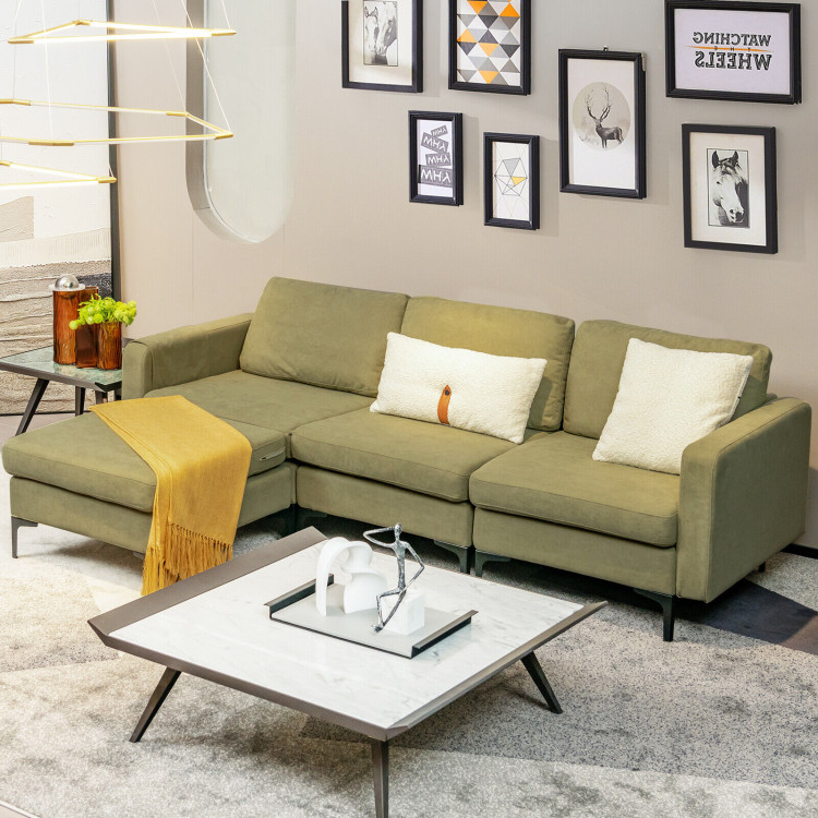 Modular 3-Seat L-shaped Sectional Sofa with Reversible Chaise and 2 USB Ports view 2