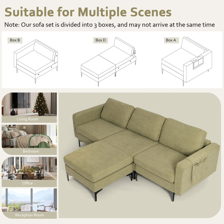 Modular 3-Seat L-shaped Sectional Sofa with Reversible Chaise and 2 USB Ports - Image 9