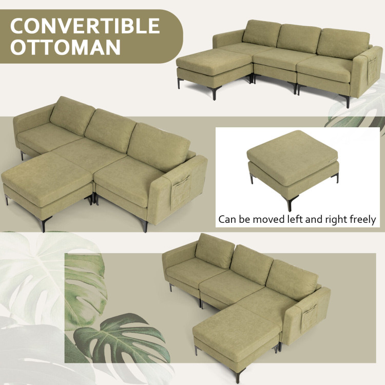 Modular 3-Seat L-shaped Sectional Sofa with Reversible Chaise and 2 USB Ports - Image 10