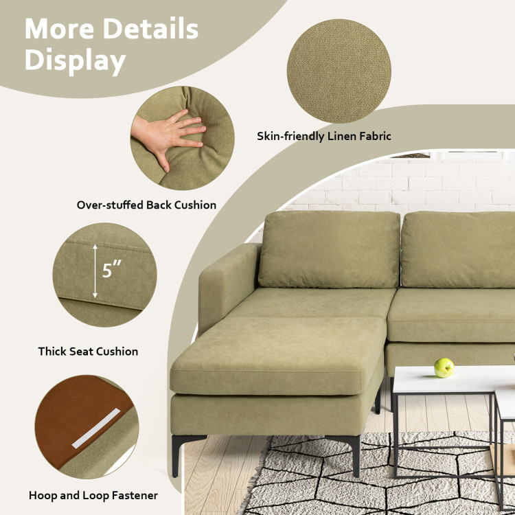 Modular 3-Seat L-shaped Sectional Sofa with Reversible Chaise and 2 USB Ports view 6