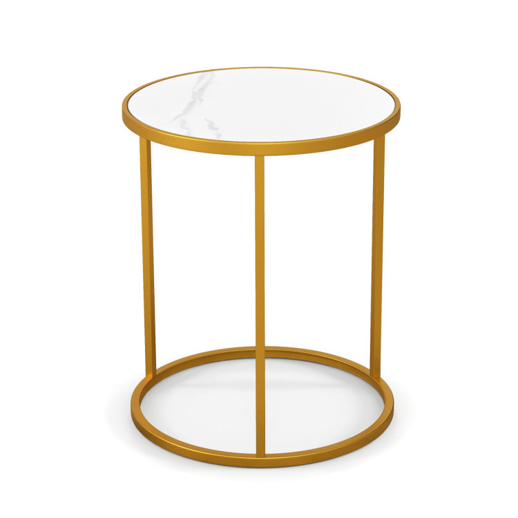 Set of 2 Modern Accent Chair and Marble Top Side Table Set view 1
