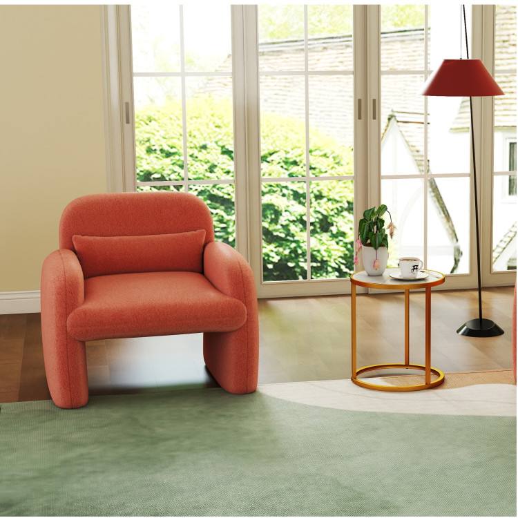 Set of 2 Modern Accent Chair and Marble Top Side Table Set view 2