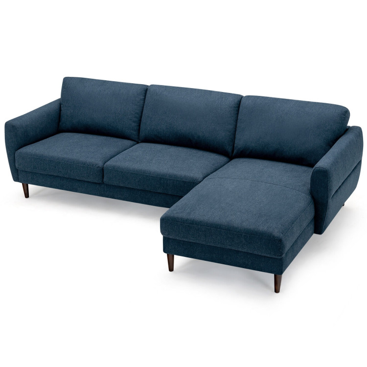 L-Shaped Fabric Sectional Sofa with Chaise Lounge and Solid Wood Legs view 4