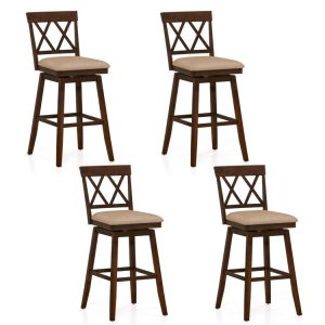 24 Inch Counter Height Barstools Set of 4 with Backrest and Upholstered Seat Cushion
