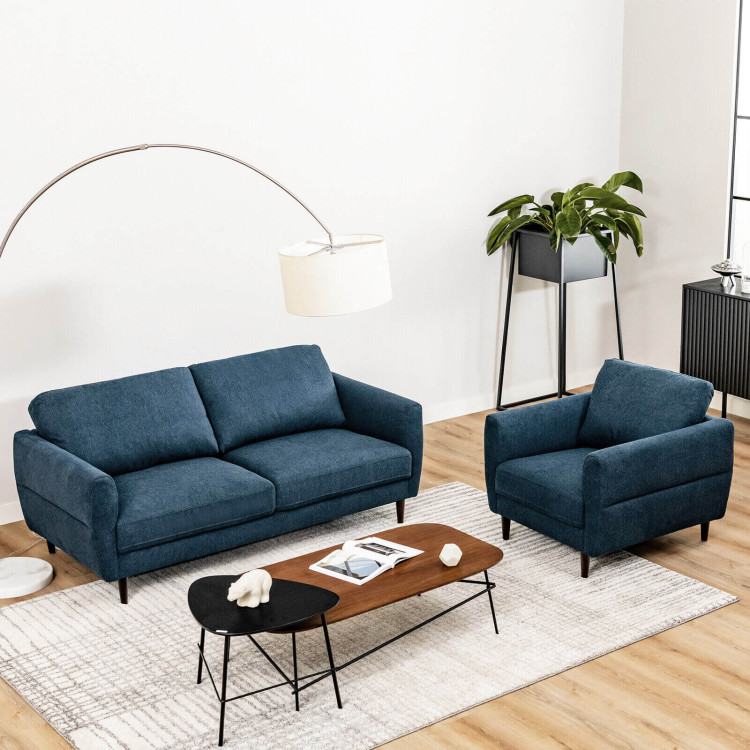 2 Pieces Modern Upholstered Sofa Set with Removable Cushion Covers view 2