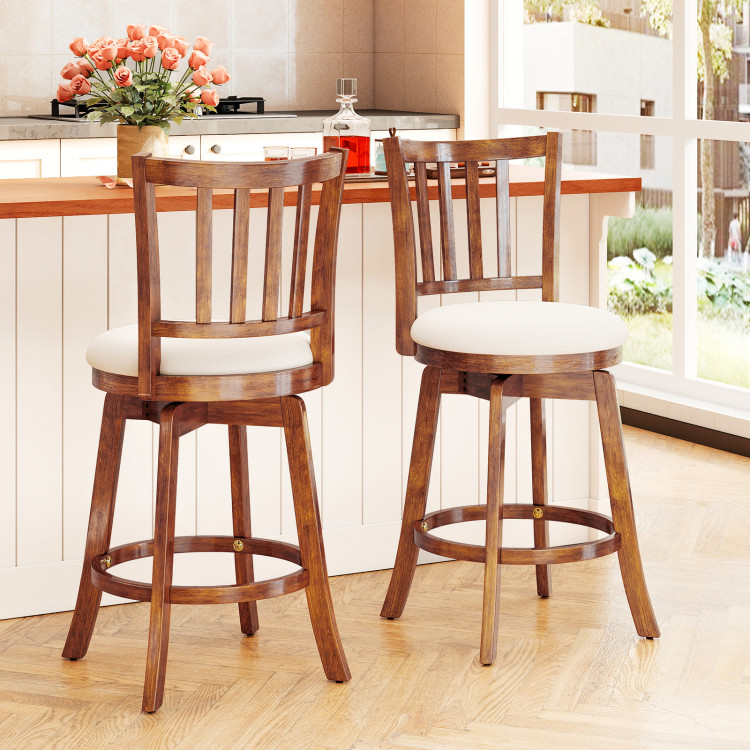 360 Rotating Counter Height Chairs Set of 4 with Backrest and Upholstered Seat view 2