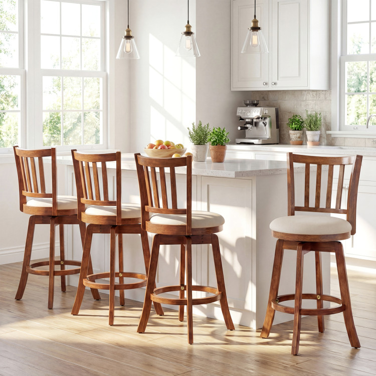 360 Rotating Counter Height Chairs Set of 4 with Backrest and Upholstered Seat view 3