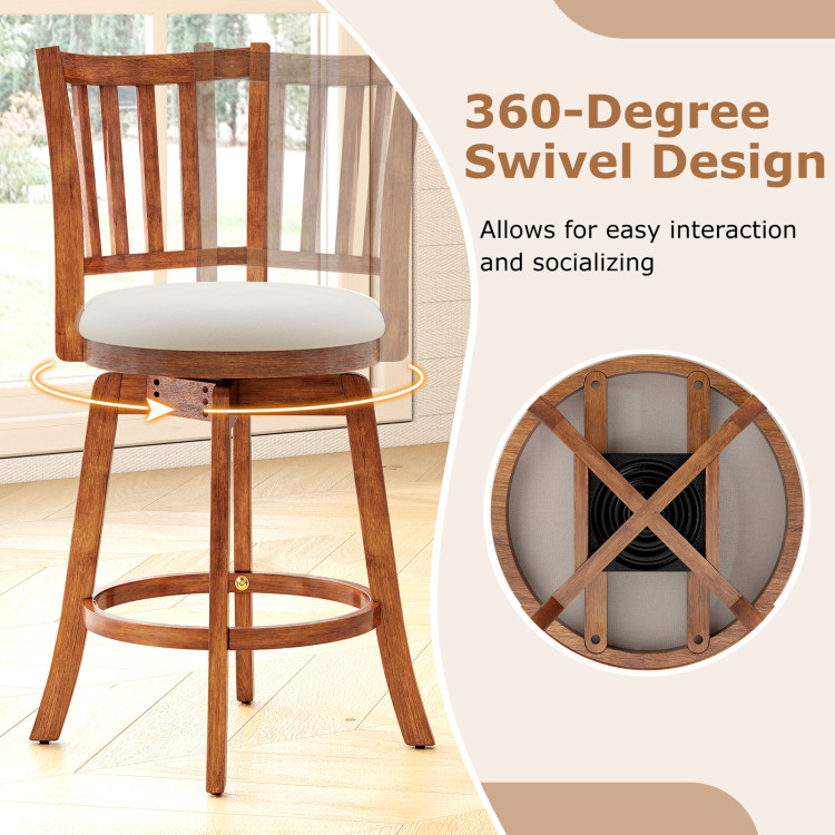 360 Rotating Counter Height Chairs Set of 4 with Backrest and Upholstered Seat view 7