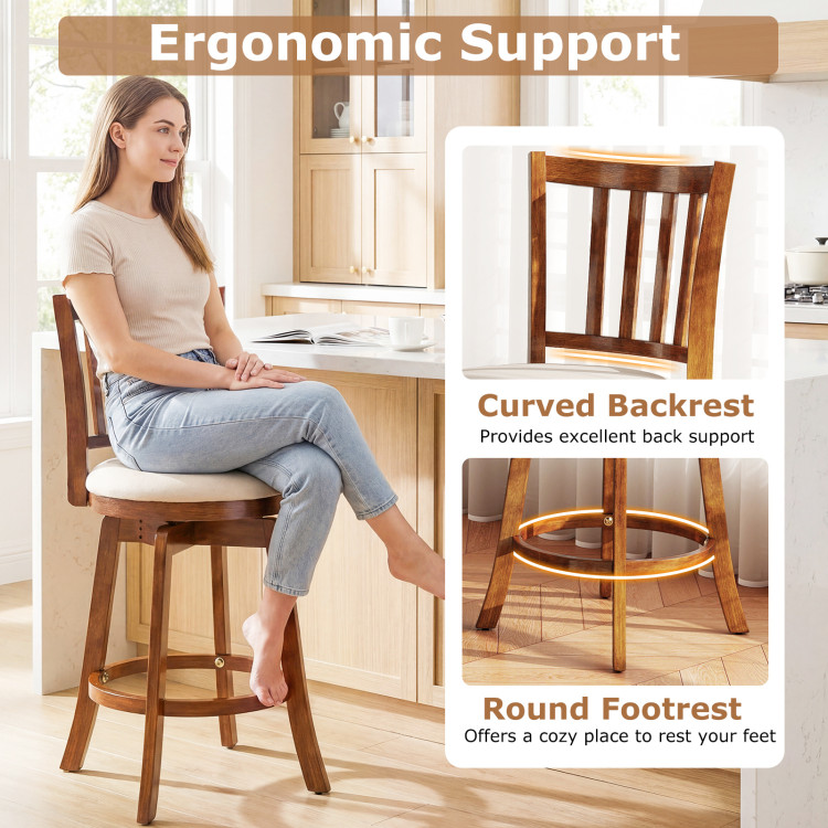 360 Rotating Counter Height Chairs Set of 4 with Backrest and Upholstered Seat view 8