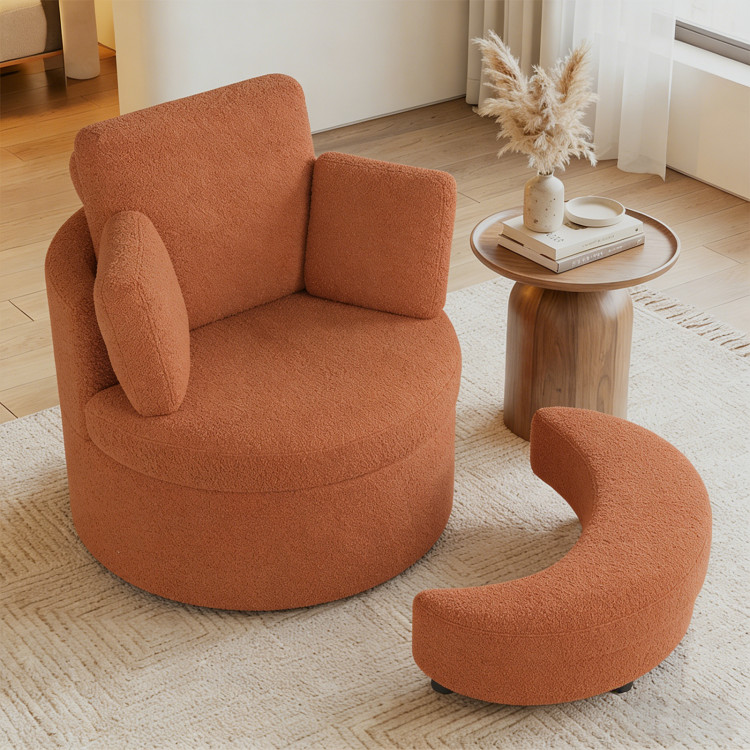 360 Swivel Accent Chair with Half Moon Storage Ottoman view 2