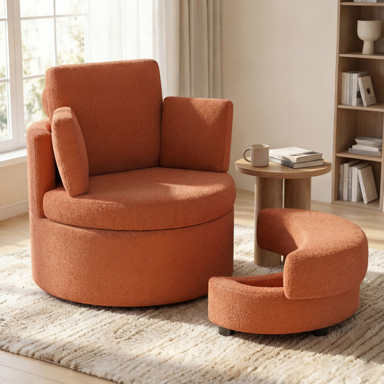 360 Swivel Accent Chair with Half Moon Storage Ottoman view 3