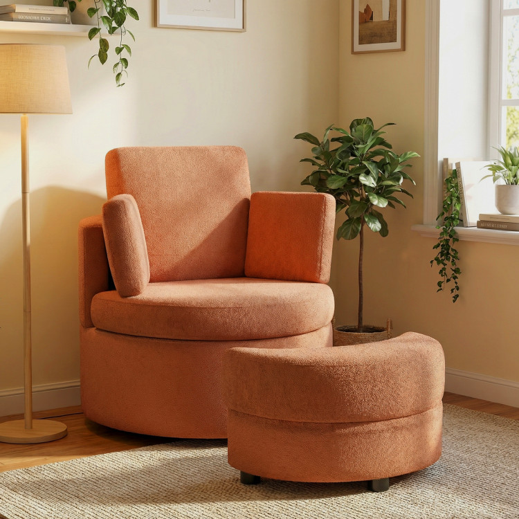360 Swivel Accent Chair with Half Moon Storage Ottoman view 5