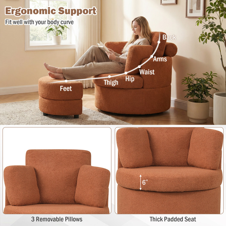360 Swivel Accent Chair with Half Moon Storage Ottoman view 7