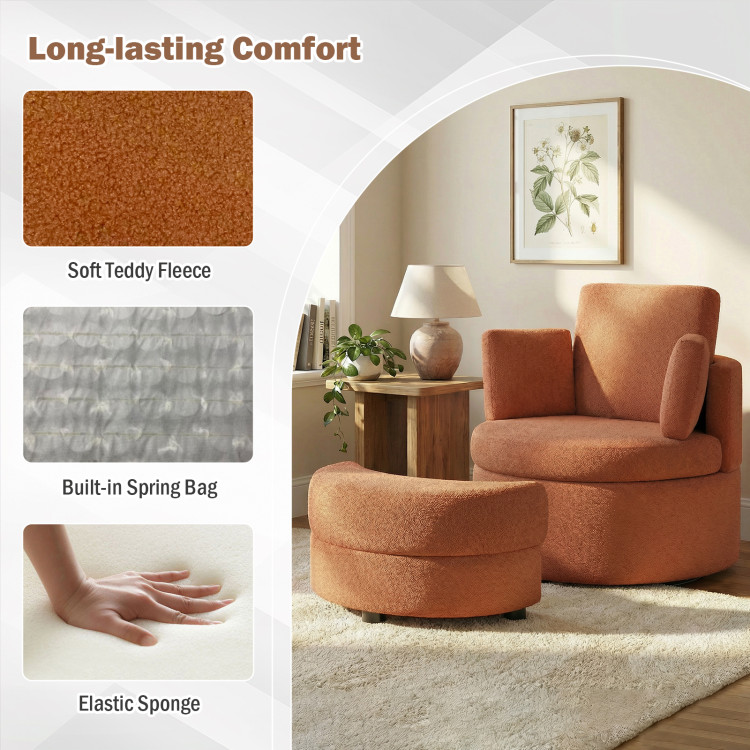 360 Swivel Accent Chair with Half Moon Storage Ottoman view 8