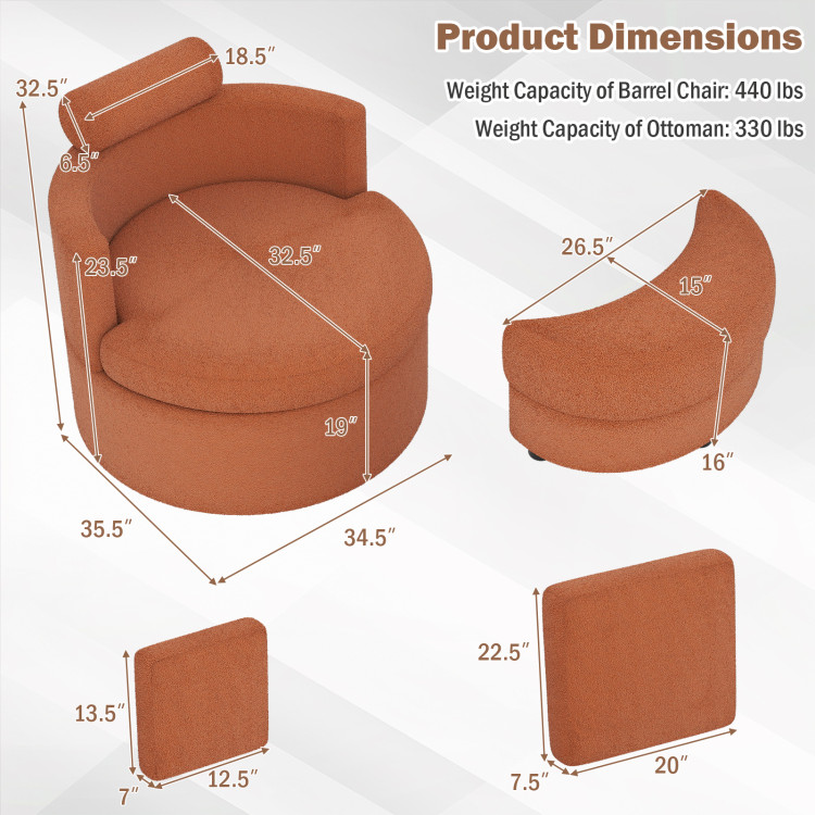 360 Swivel Accent Chair with Half Moon Storage Ottoman view 4