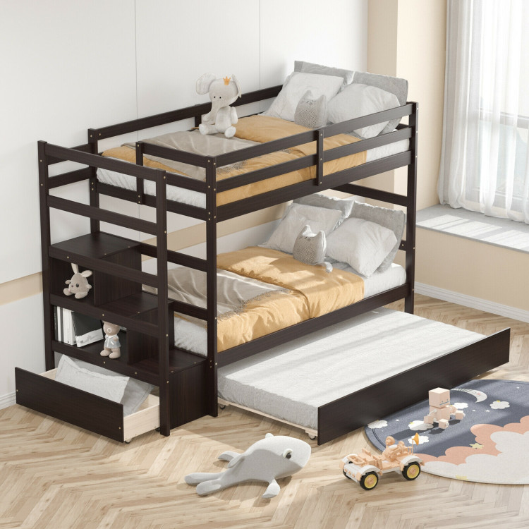 Twin Over Twin Bunk Bed with Storage Shelf and Drawer view 7