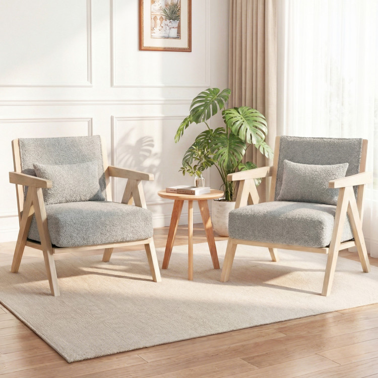 3 Pieces Living Room Furniture Set with Rubber Wood Frame view 5
