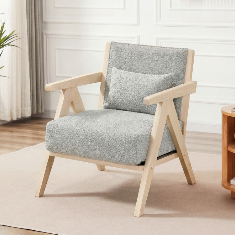 3 Pieces Living Room Furniture Set with Rubber Wood Frame view 6