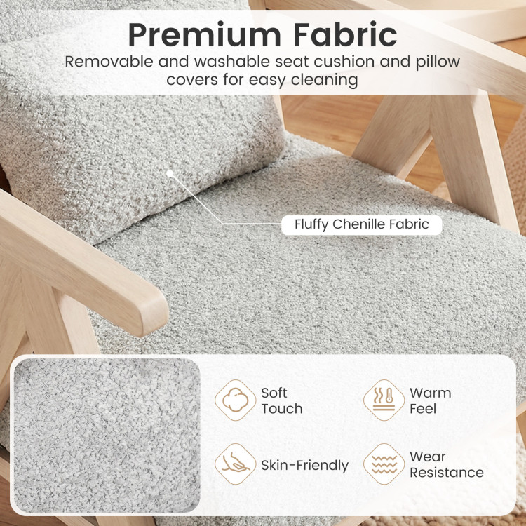 3 Pieces Living Room Furniture Set with Rubber Wood Frame view 7