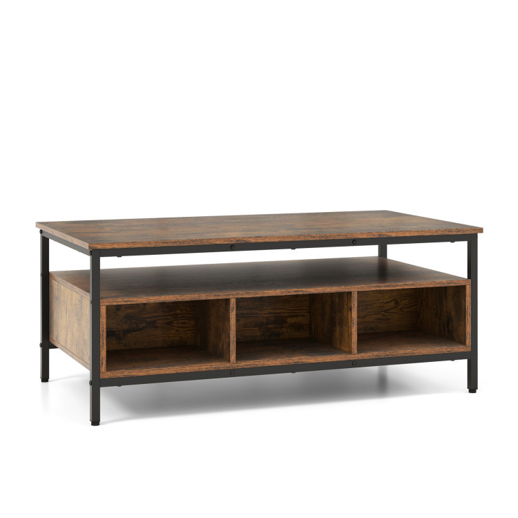 4-Piece Industrial Living Room Set: Fireplace TV Stand + 3-Tier Industrial Style Coffee Table + view 5