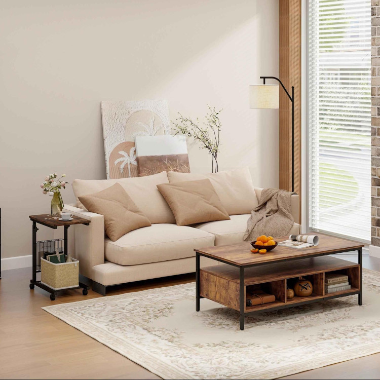 4-Piece Industrial Living Room Set: Fireplace TV Stand + 3-Tier Industrial Style Coffee Table + view 3