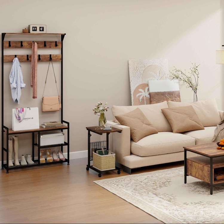 4-Piece Industrial Living Room Set: Fireplace TV Stand + 3-Tier Industrial Style Coffee Table + view 4