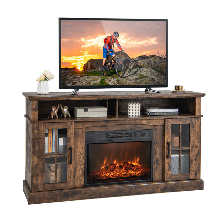4-Piece Industrial Living Room Set: Fireplace TV Stand + 3-Tier Industrial Style Coffee Table + view 1