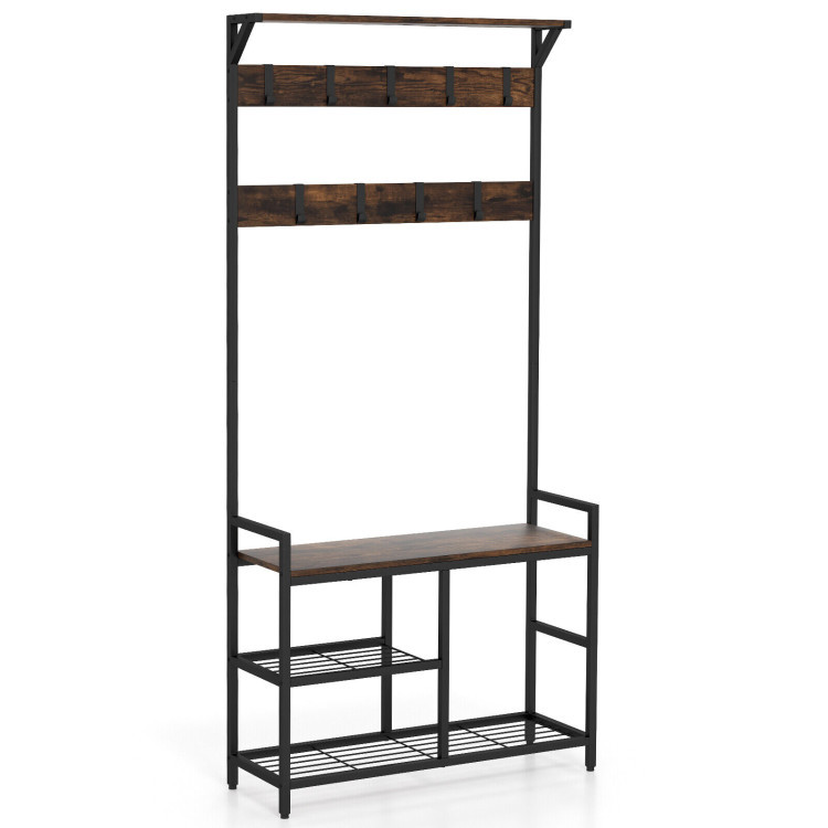 4-Piece Industrial Living Room Set: Fireplace TV Stand + 3-Tier Industrial Style Coffee Table + view 6