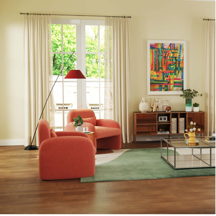 Set of 2 Modern Accent Chair and Marble Top Side Table Set view 3