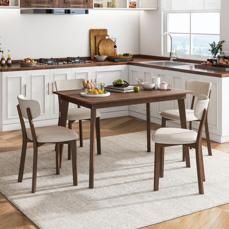 5-Piece Dining Table Set for 4 with Rubber Wood Frame and Padded Set view 2