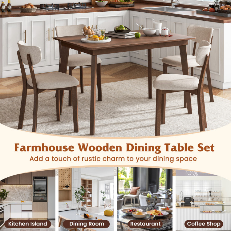 5-Piece Dining Table Set for 4 with Rubber Wood Frame and Padded Set - Image 10