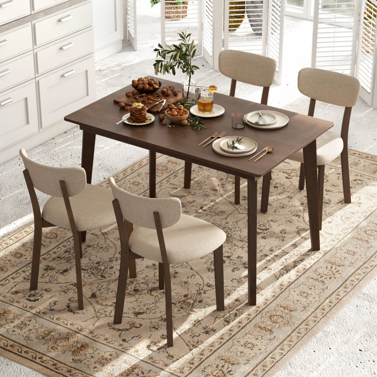 5-Piece Dining Table Set for 4 with Rubber Wood Frame and Padded Set view 3