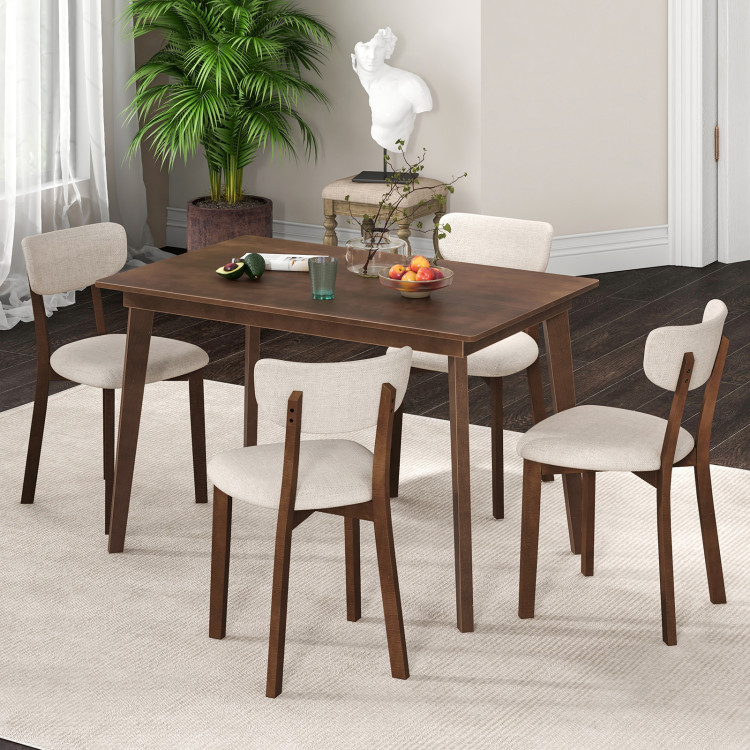 5-Piece Dining Table Set for 4 with Rubber Wood Frame and Padded Set view 5