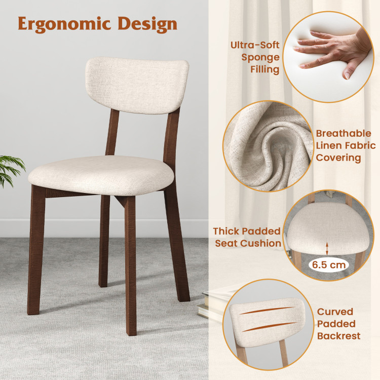 5-Piece Dining Table Set for 4 with Rubber Wood Frame and Padded Set view 7