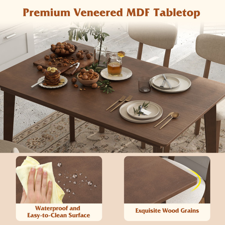 5-Piece Dining Table Set for 4 with Rubber Wood Frame and Padded Set - Image 9