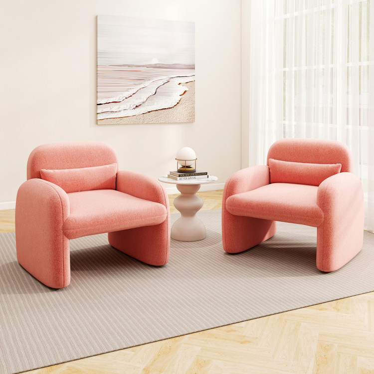 Set of 2 Modern Accent Chair and Marble Top Side Table Set view 4