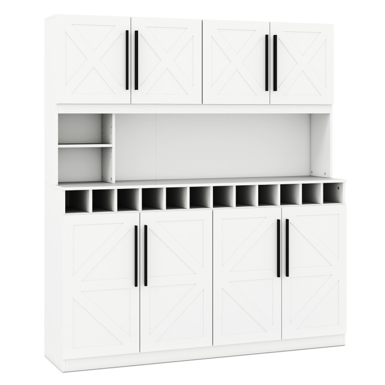 70 Inch Farmhouse Pantry Cabinet Kitchen Buffet Hutch with 4 Cabinets and 2 Open Shelves view 4
