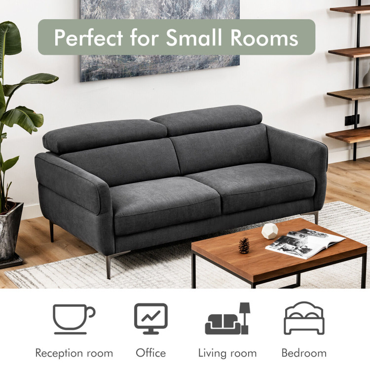 72.5 Inch Modern Fabric Loveseat Sofa Couch with Adjustable Headrest view 7