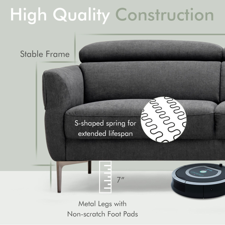 72.5 Inch Modern Fabric Loveseat Sofa Couch with Adjustable Headrest view 6