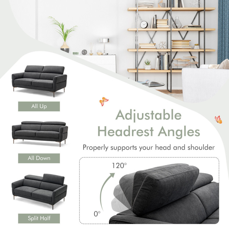 72.5 Inch Modern Fabric Loveseat Sofa Couch with Adjustable Headrest view 4