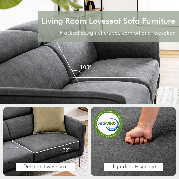 72.5 Inch Modern Fabric Loveseat Sofa Couch with Adjustable Headrest view 5