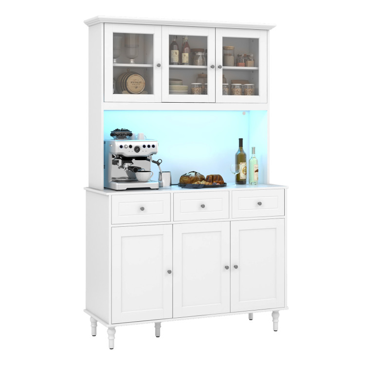 77 Inches Kitchen Pantry Storage Cabinet with LED Lights and Power Outlets view 1