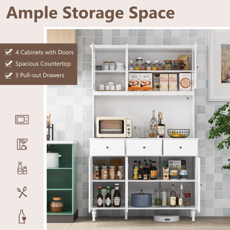 77 Inches Kitchen Pantry Storage Cabinet with LED Lights and Power Outlets view 8