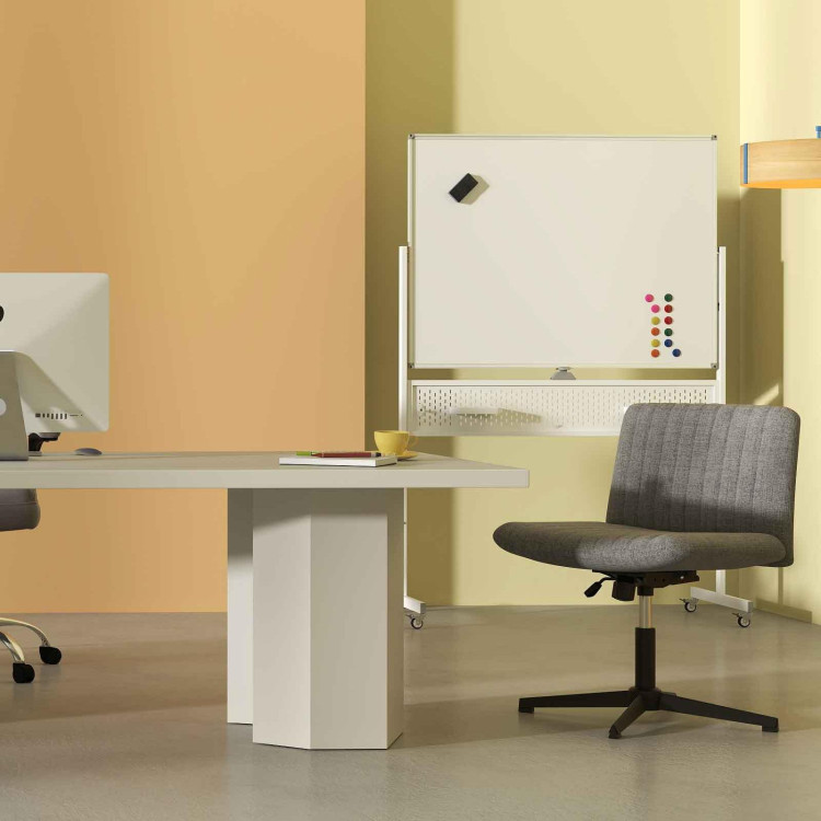 Office Furniture Set: 48 Inches x 36 Inches Mobile Whiteboard+Criss Cross Legged Chair+Linen view 2
