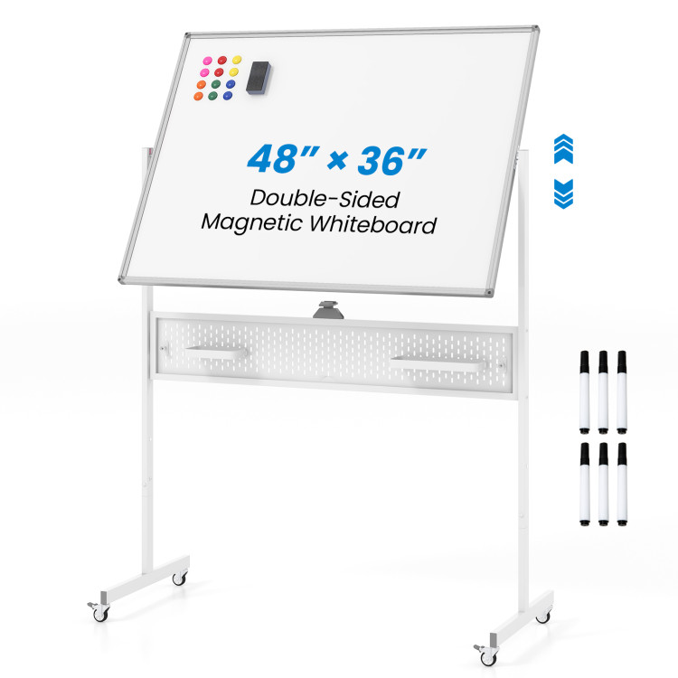 Office Furniture Set: 48 Inches x 36 Inches Mobile Whiteboard+Criss Cross Legged Chair+Linen view 1