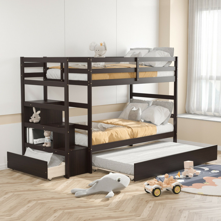 Twin Over Twin Bunk Bed with Storage Shelf and Drawer view 2