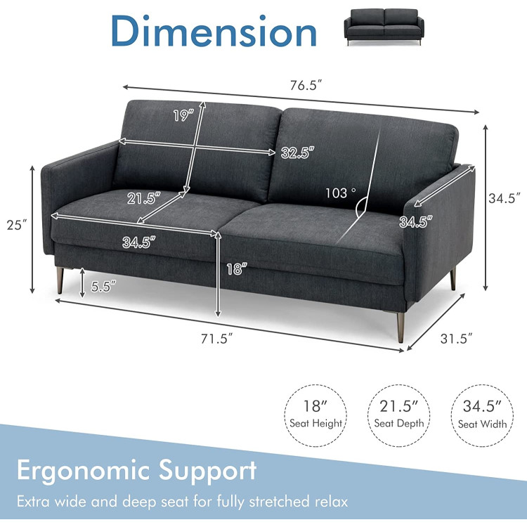 Modern Loveseat with Comfy Backrest Cushions view 4